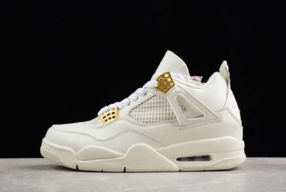 AQ9129-003 Air Jordan 4 Sail Metallic Gold AJ4 Basketball Shoes