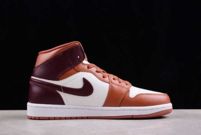 BQ6472-200 Air Jordan 1 Mid Dusty Peach Night Maroon AJ1 Basketball Shoes-1