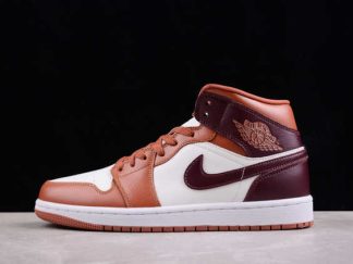 BQ6472-200 Air Jordan 1 Mid Dusty Peach Night Maroon AJ1 Basketball Shoes