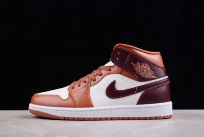 BQ6472-200 Air Jordan 1 Mid Dusty Peach Night Maroon AJ1 Basketball Shoes