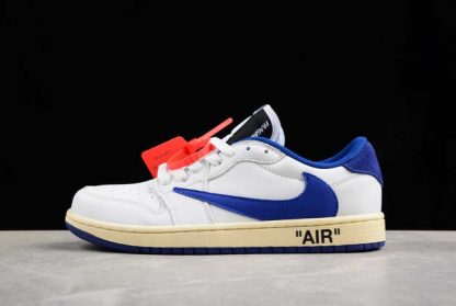 DH7890-111 Travis Scott x Air Jordan 1 Low OG White Blue AJ1 Basketball Shoes