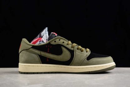 DM7866-002 Travis Scott x Air Jordan 1 Low OG Black Olive Basketball Shoes-1