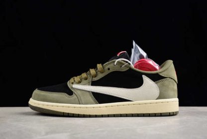 DM7866-002 Travis Scott x Air Jordan 1 Low OG Black Olive Basketball Shoes