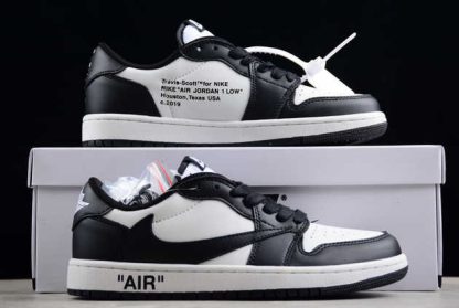 DM7866-188 Travis Scott x Air Jordan 1 Low OG Black White AJ1 Basketball Shoes-5