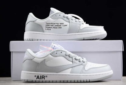 DM7866-198 Travis Scott x Air Jordan 1 Low OG White Grey Basketball Shoes-2