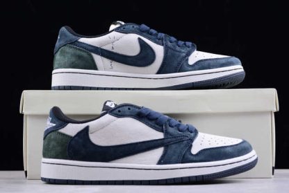 DM7866-819 Travis Scott x Air Jordan 1 Low OG Dark Blue AJ1 Basketball Shoes-4