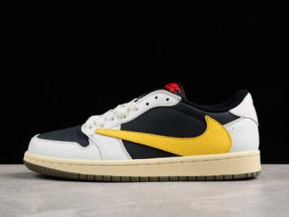 DM7866-982 Travis Scott x Air Jordan 1 Low OG Reverse Beige Black Yellow AJ1 Basketball Shoes