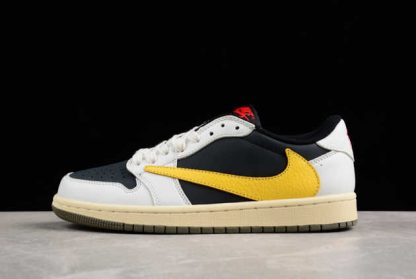 DM7866-982 Travis Scott x Air Jordan 1 Low OG Reverse Beige Black Yellow AJ1 Basketball Shoes