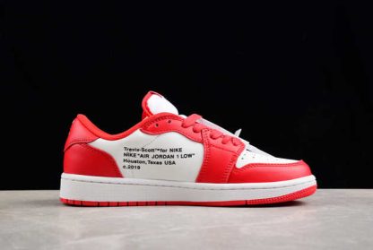 DM7890-103 Travis Scott x Air Jordan 1 Low OG AJ1 Red White Basketball Shoes-1