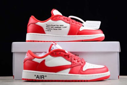 DM7890-103 Travis Scott x Air Jordan 1 Low OG AJ1 Red White Basketball Shoes-4