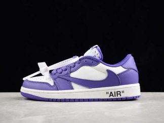 DM7890-386 Travis Scott x Air Jordan 1 Low OG Purple White Black Basketball Shoes