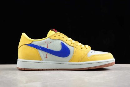 DZ4137-700 Fragment x Travis Scott x Air Jordan 1 Low Canary Basketball Shoes-1