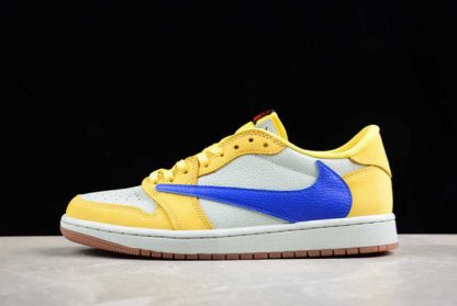 DZ4137-700 Fragment x Travis Scott x Air Jordan 1 Low Canary Basketball Shoes