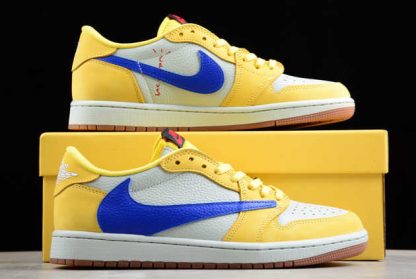 DZ4137-700 Fragment x Travis Scott x Air Jordan 1 Low Canary Basketball Shoes-5