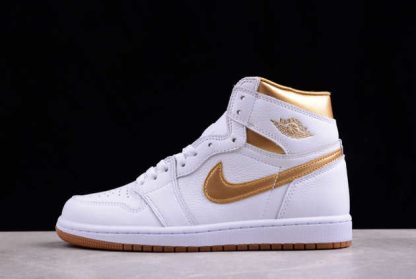 FD2596-107 Air Jordan 1 High OG Metallic Gold AJ1 Basketball Shoes