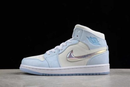 FQ9117-400 Air Jordan 1 Mid Glitter Swoosh AJ1 Basketball Shoes