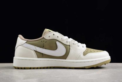 FZ3124-200 Air Jordan 1 Low Golf x Travis Scott Neutral Olive Basketball Shoes-1