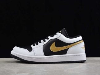 553558-172 Air Jordan 1 Low Gold Swoosh AJ1 Basketball Shoes