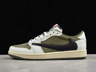 DW7866-200 Travis Scott x Air Jordan 1 Olive AJ1 Basketball Shoes