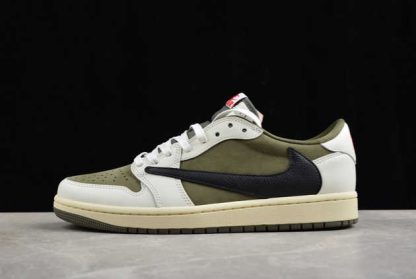 DW7866-200 Travis Scott x Air Jordan 1 Olive AJ1 Basketball Shoes