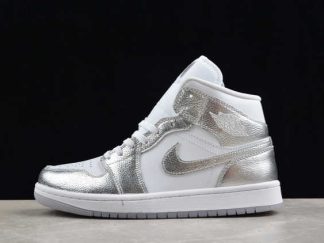 FN5031-100 Air Jordan 1 Mid SE Metallic Silver AJ1 Basketball Shoes